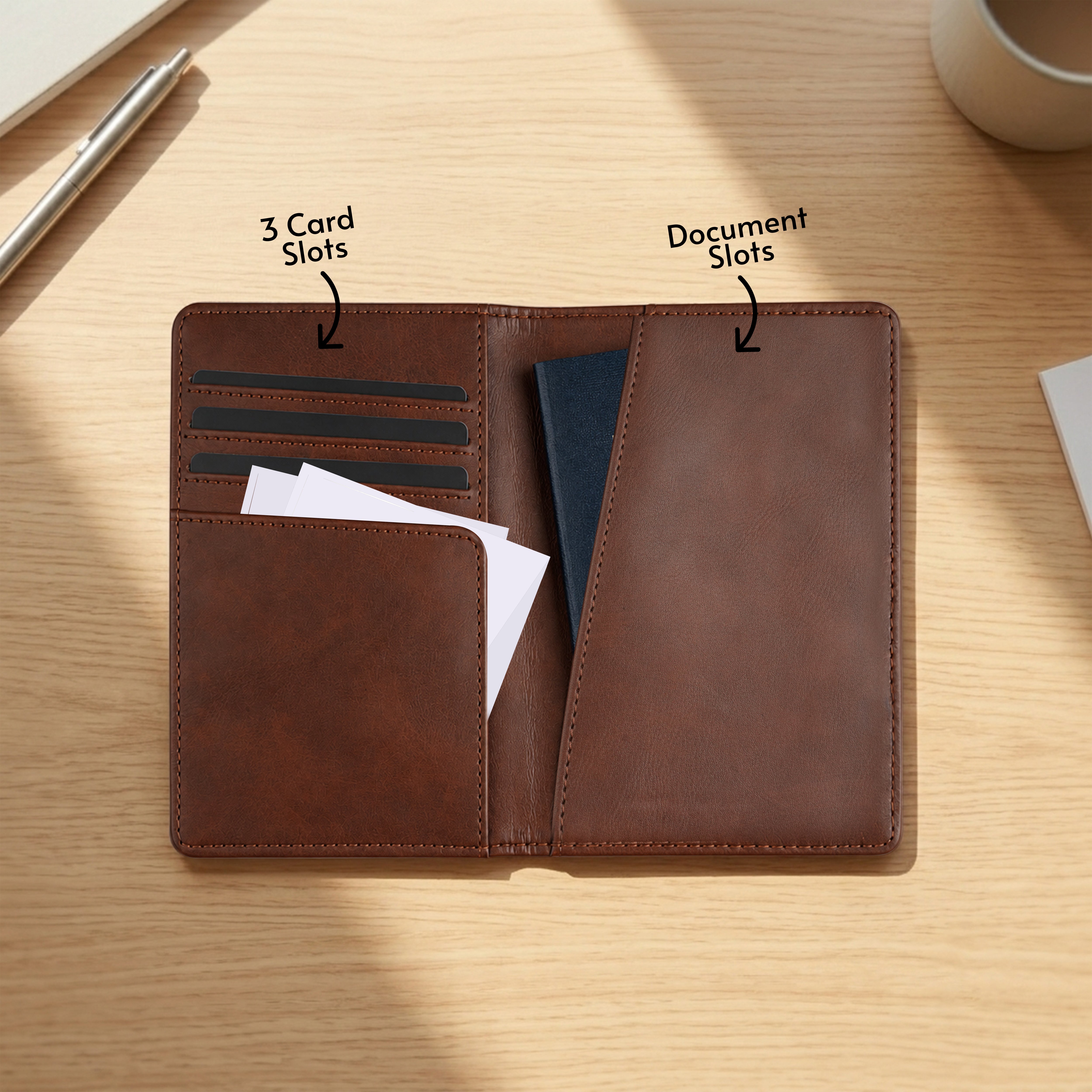 Horizon AirTag Passport Cover - Brown