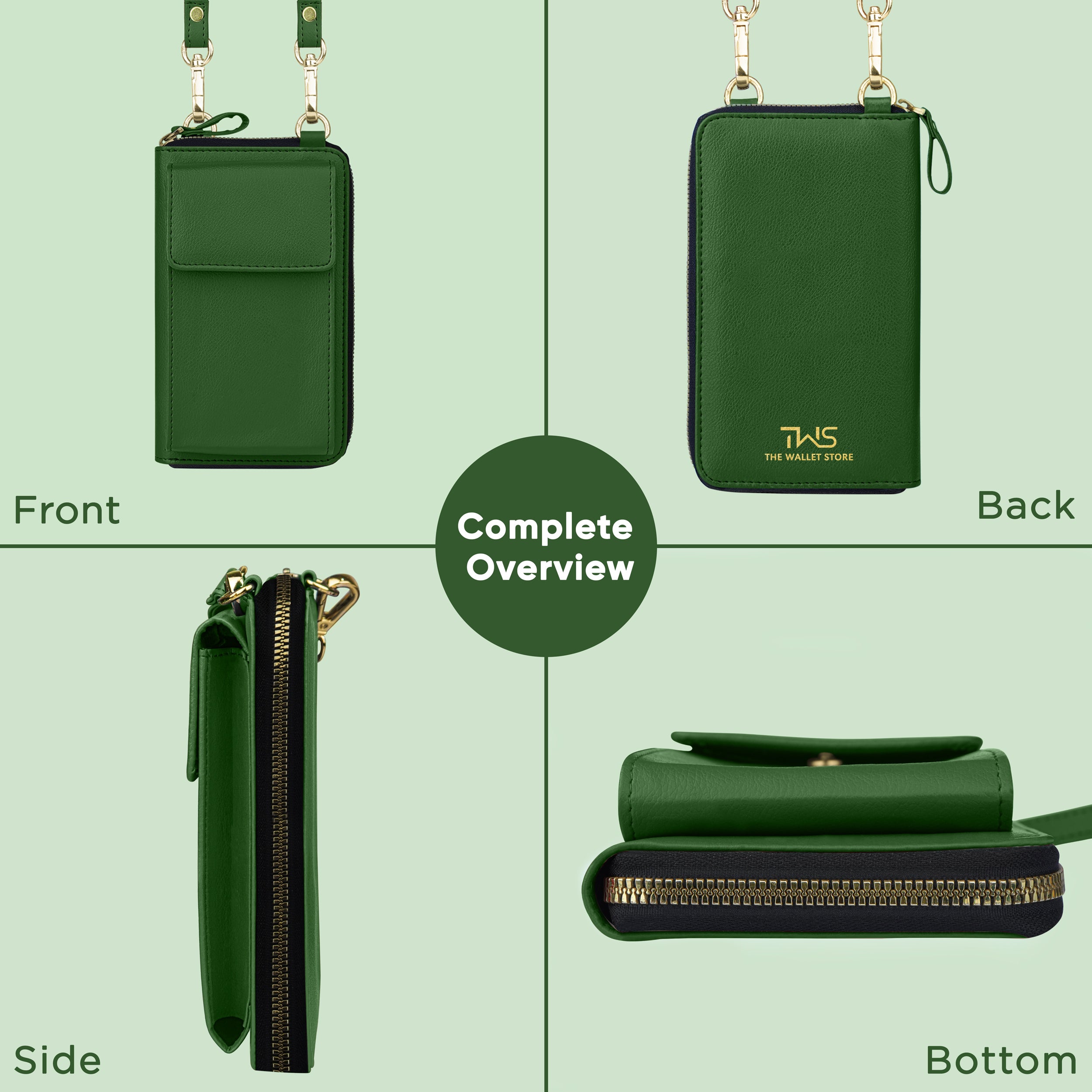 Go Glide Vegan Leather Crossbody Sling Bag - Green