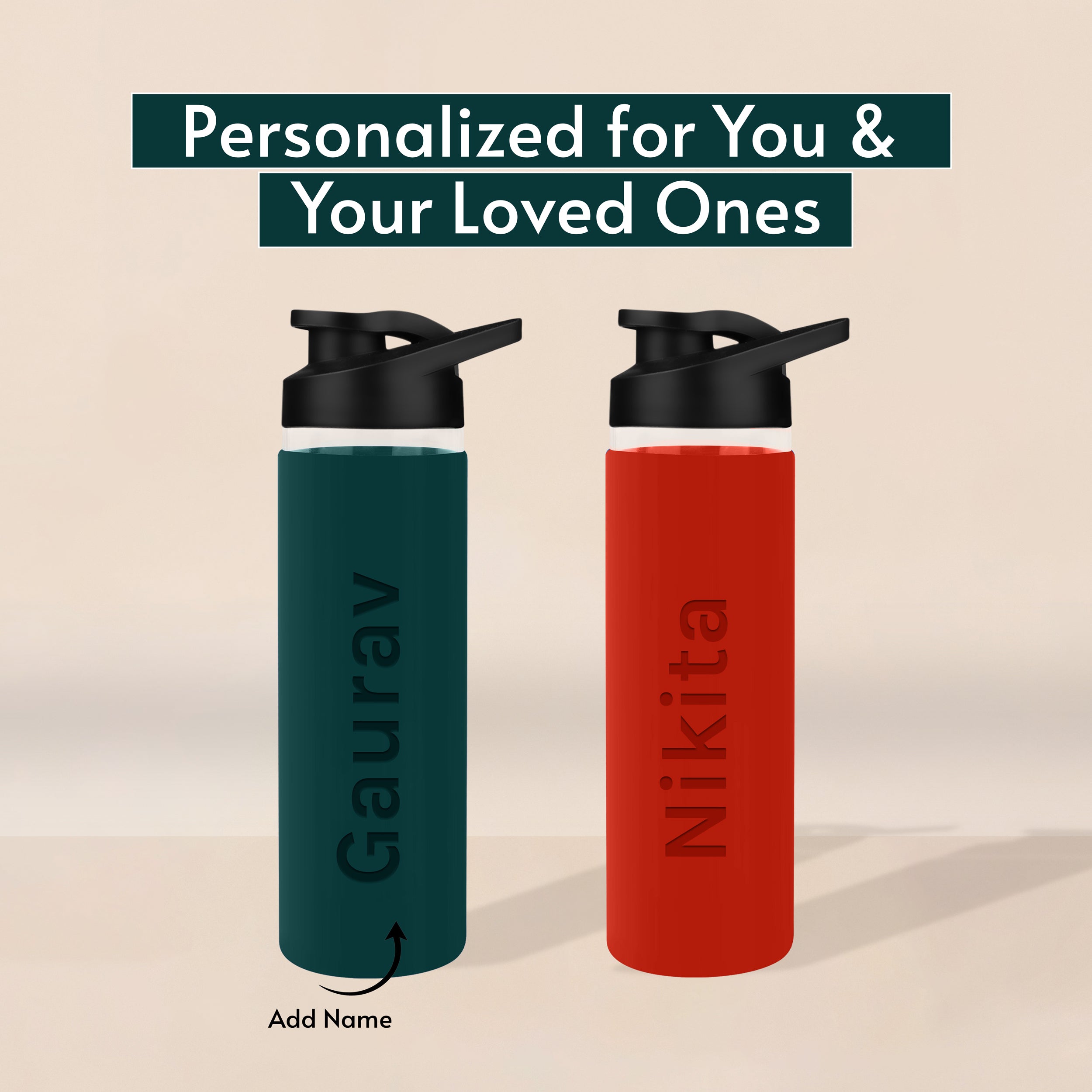 Personalized Pure Wrap Borosilicate Sipper Bottle - Green