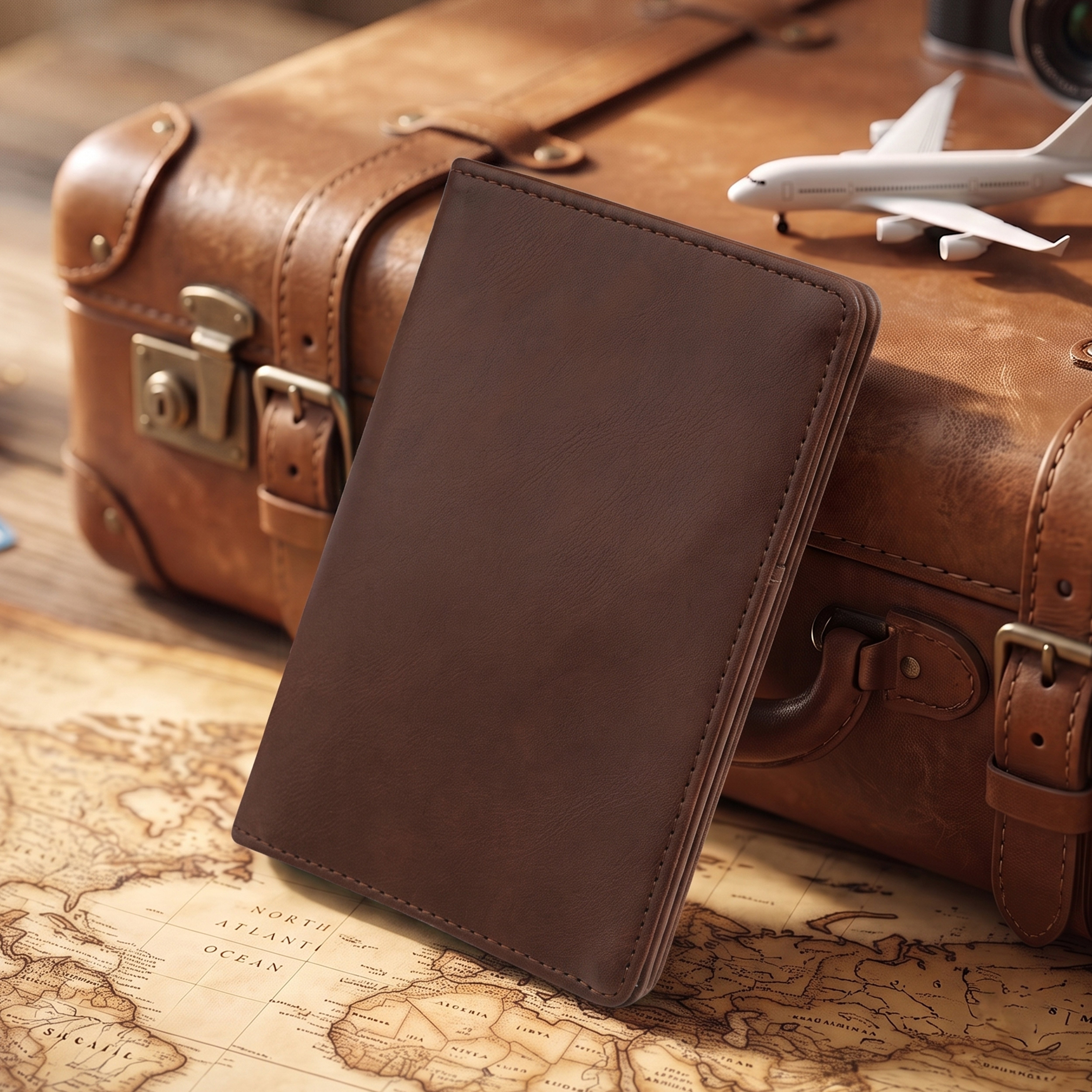 Horizon AirTag Passport Cover - Brown