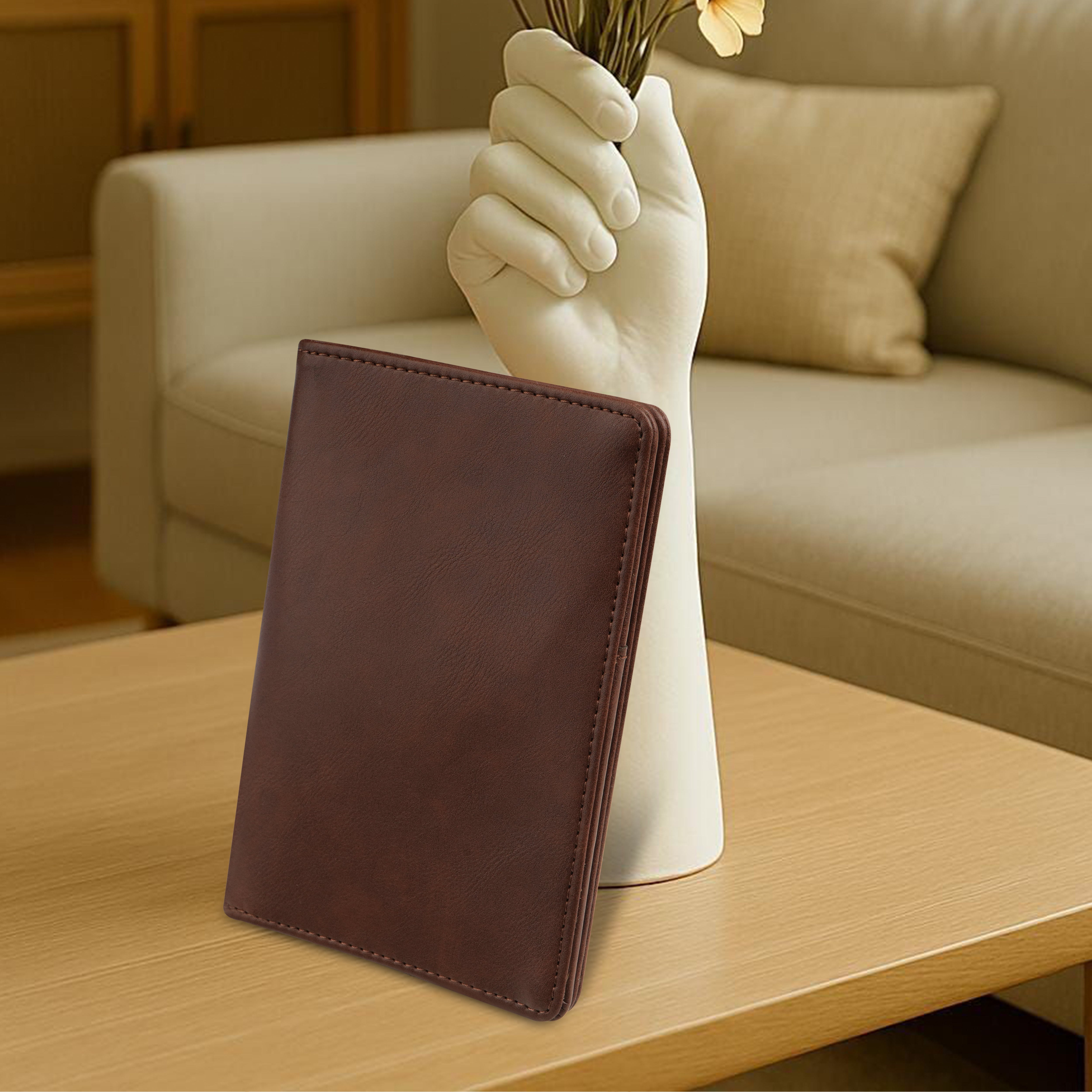 Horizon AirTag Passport Cover - Brown