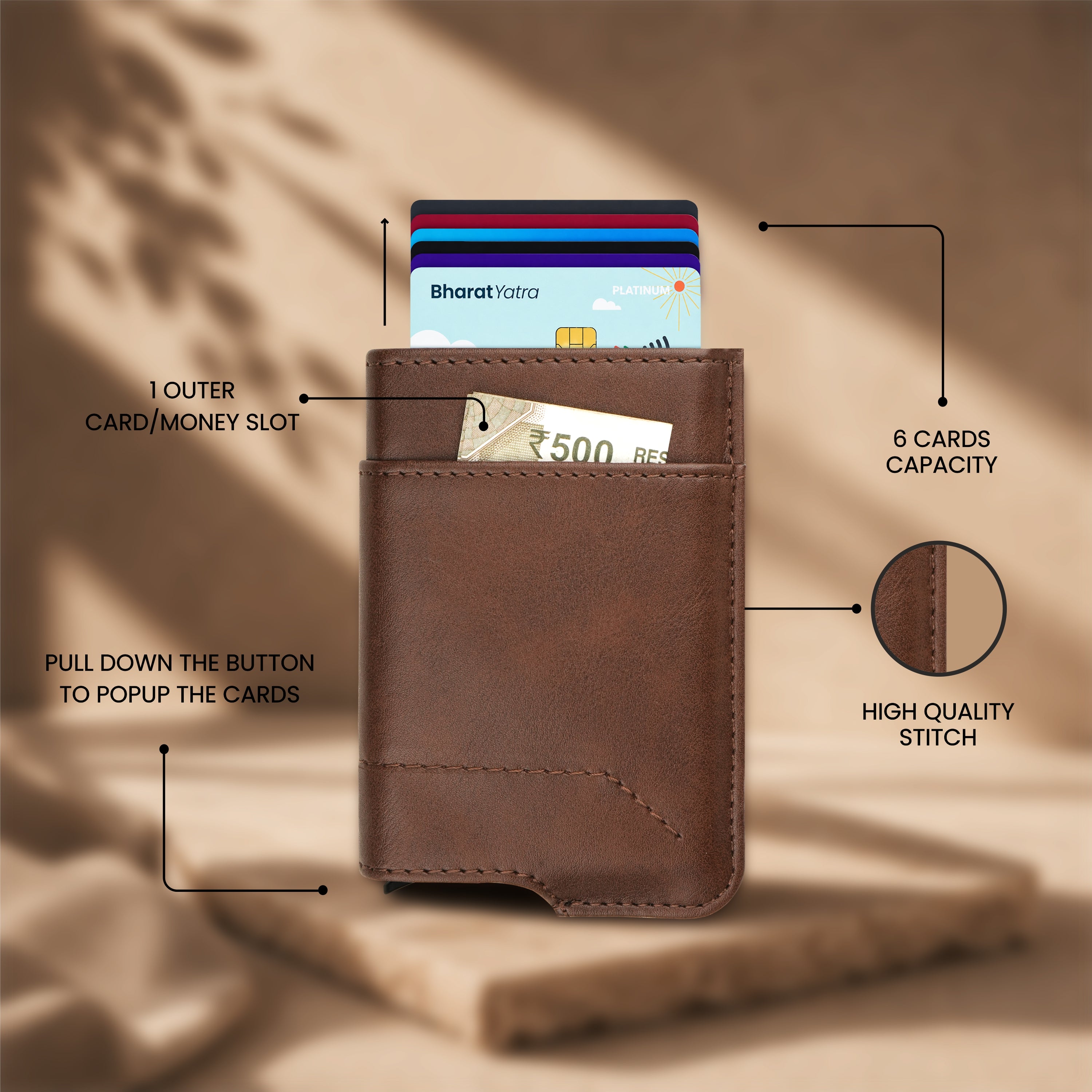 Apex RFID Protected Pop-Up Cardholder - Brown