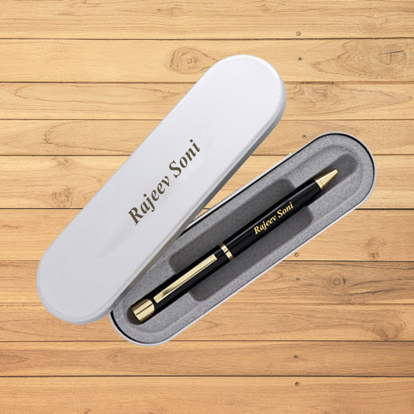 Personalized Black Metallic Ball Pen With Tin Box