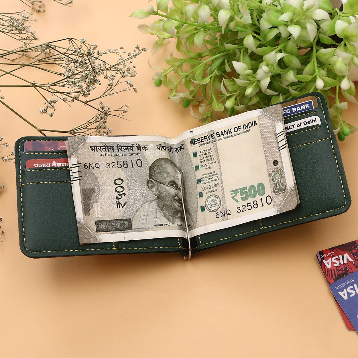 Personalized Money Clip With Name & Charm - Green