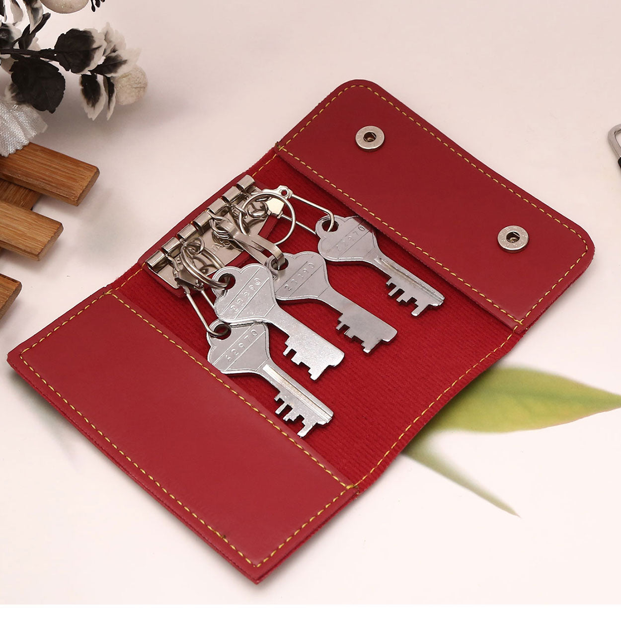 Personalized Key Case With Name - Red