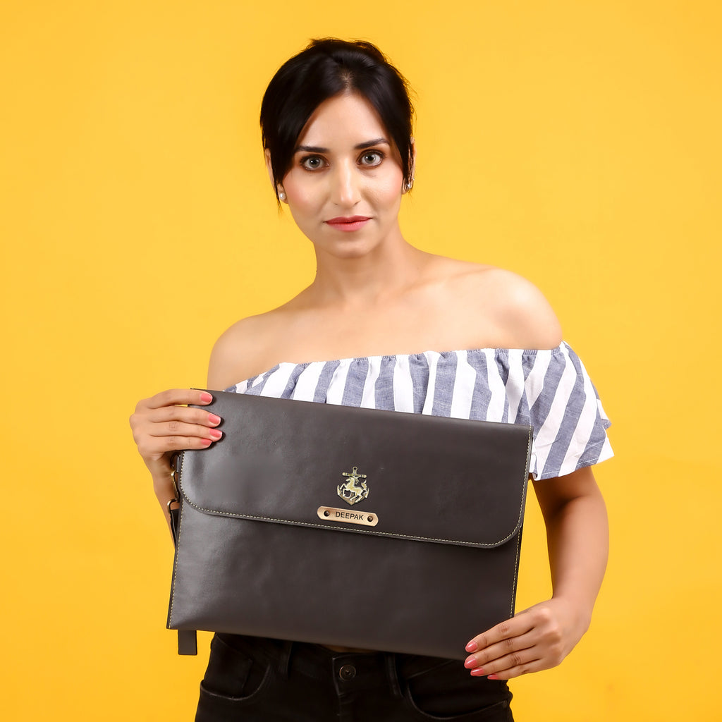 Personalized Grey Laptop Sleeve with Name & Charm