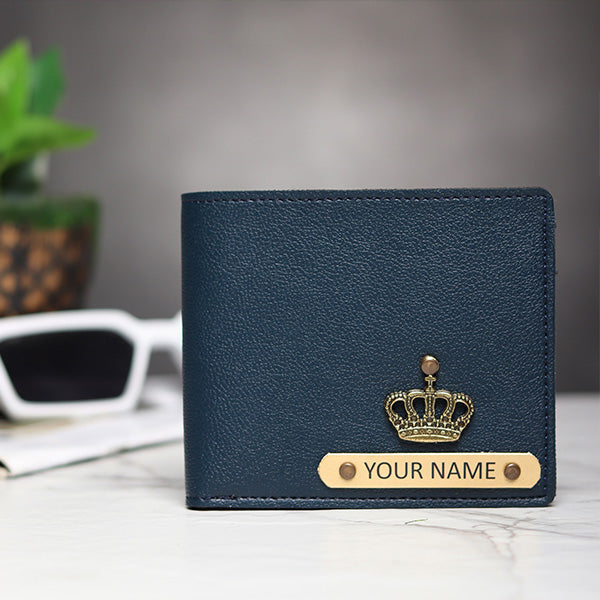 Personalized Men's Wallet With Charm Dark Blue