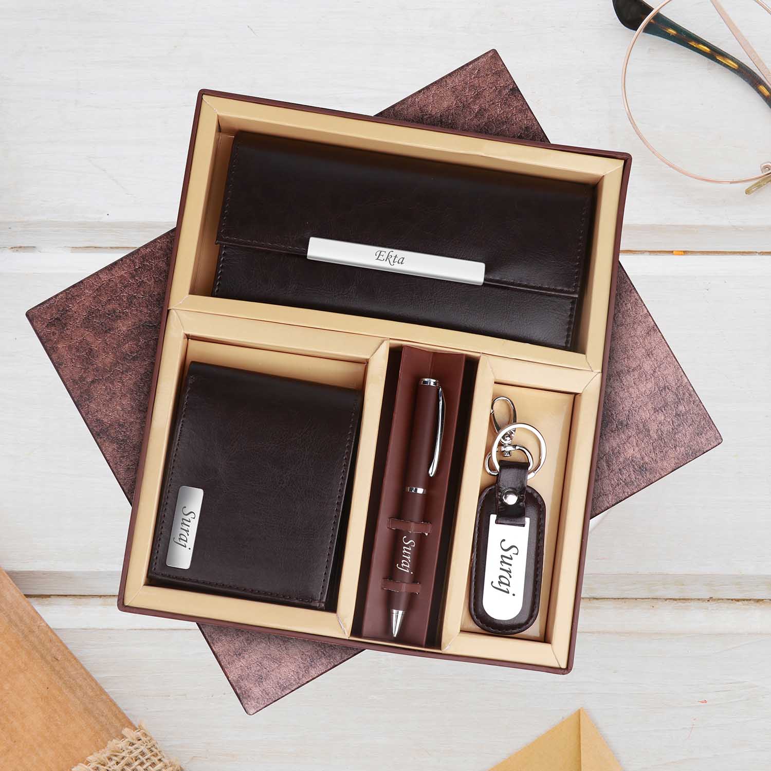 Couple Special Leather Multi-Utility Gift Set
