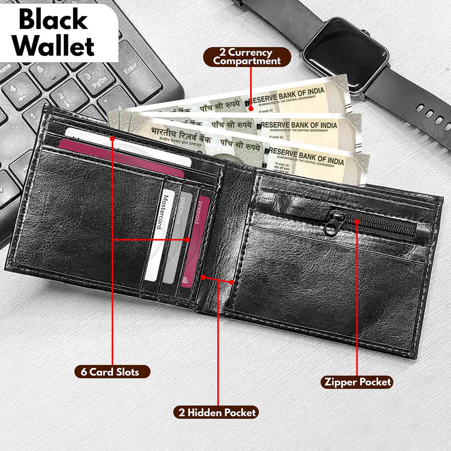 Personalized Men's Wallet Combo with Pen, Keychain & Cardholder