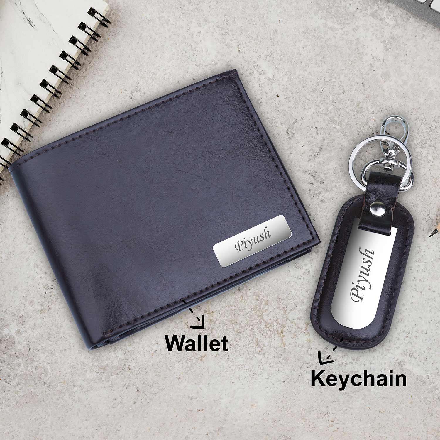 Personalized Wallet & Keychain Combo With Name