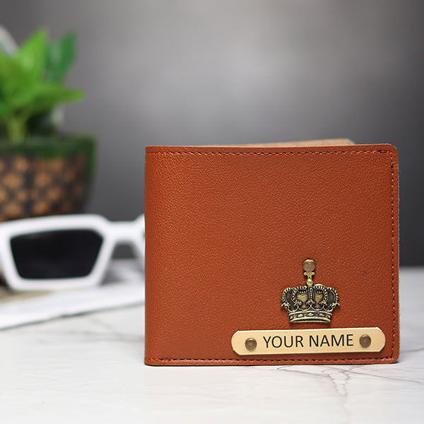 Personalized Men's Wallet With Charm Tan