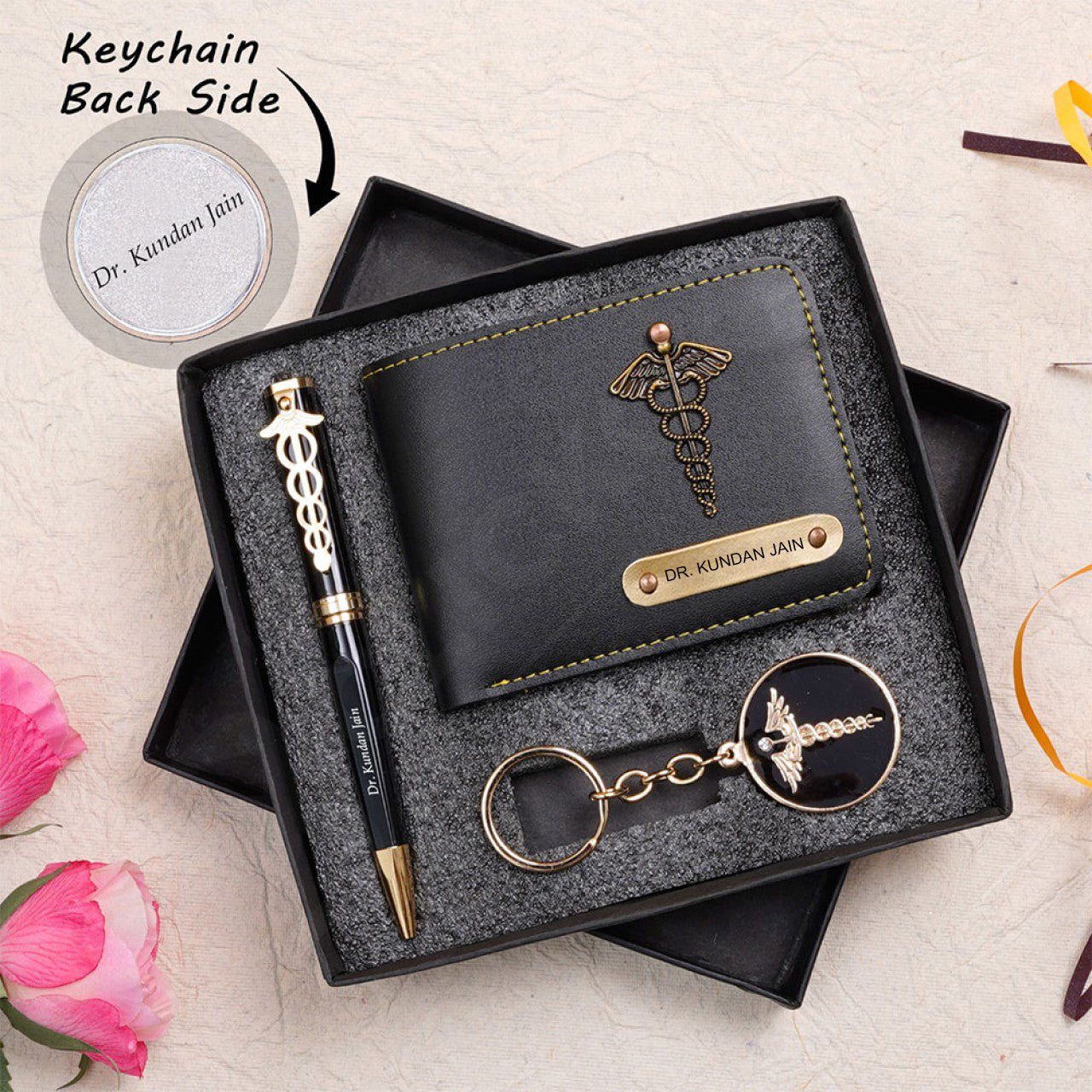 Personalized Wallet Pen & Key Chain Set For Doctors