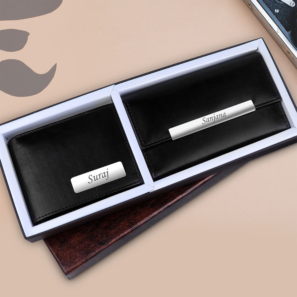 Custom Wallet Set Personalized Wallet and Clutch Gift Set for Couples