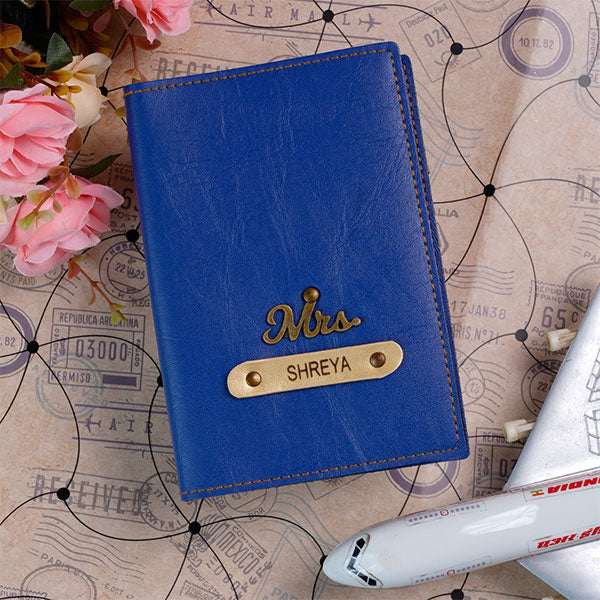 Customized Blue Passport Cover With Name & Charm