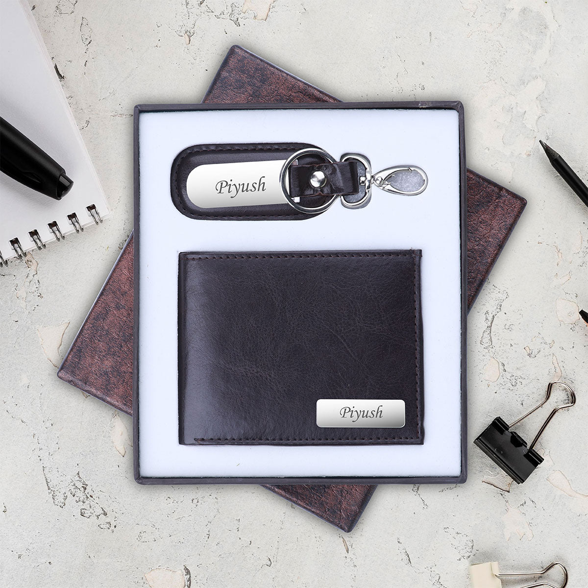 Personalized Wallet & Keychain Combo With Name