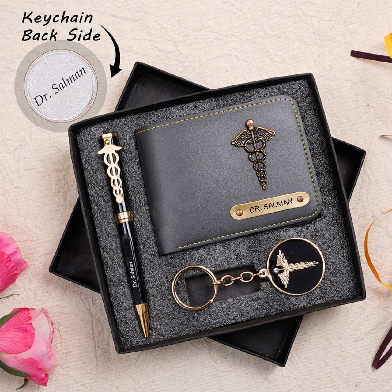 Personalized Wallet Pen & Key Chain Set For Doctors