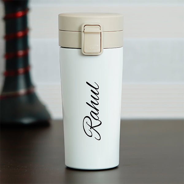 Personalized Spill-proof Insulated Travel Mug | White