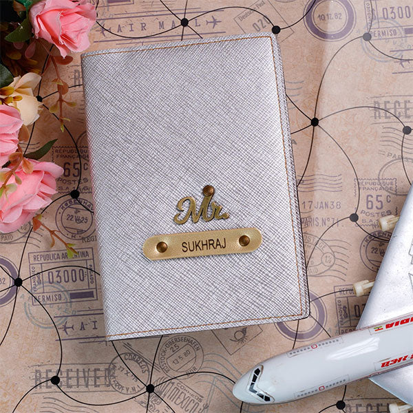 Customized White Passport Cover With Name & Charm