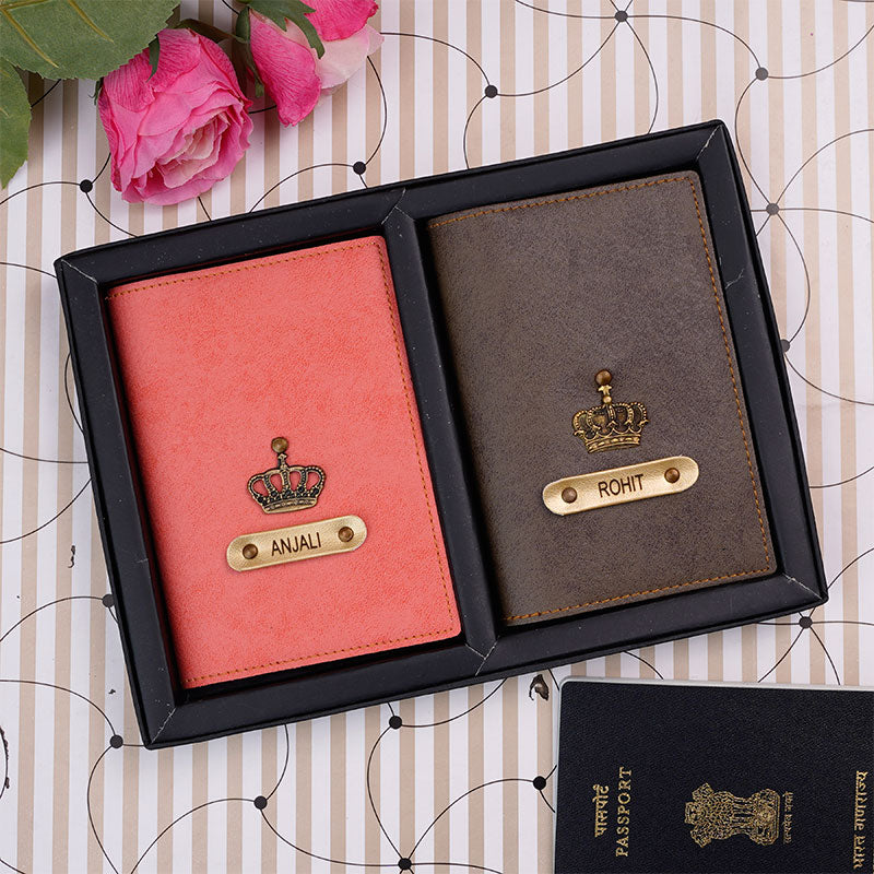 Customized Passport Covers Combo With Name & Charm