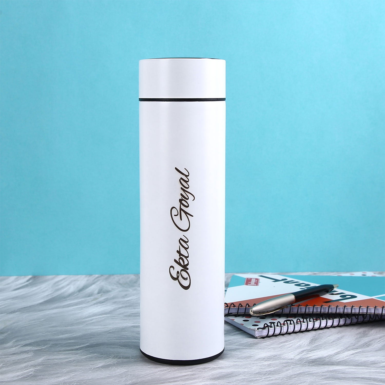Personalized White Smart Temperature Water Bottle
