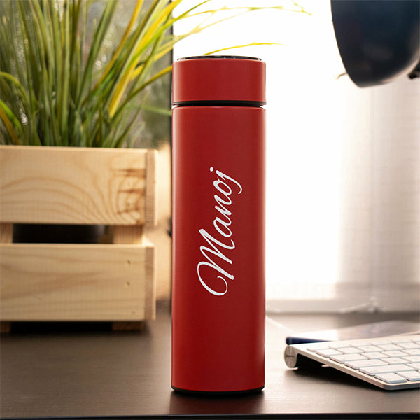 Personalized Temperature Bottle With Smart Display | Red