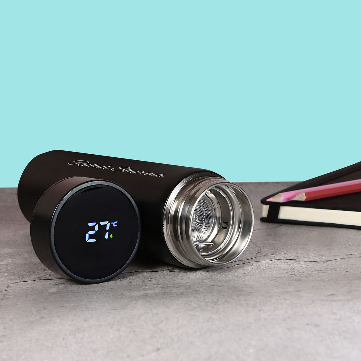 Personalized Black Smart Temperature Water Bottle