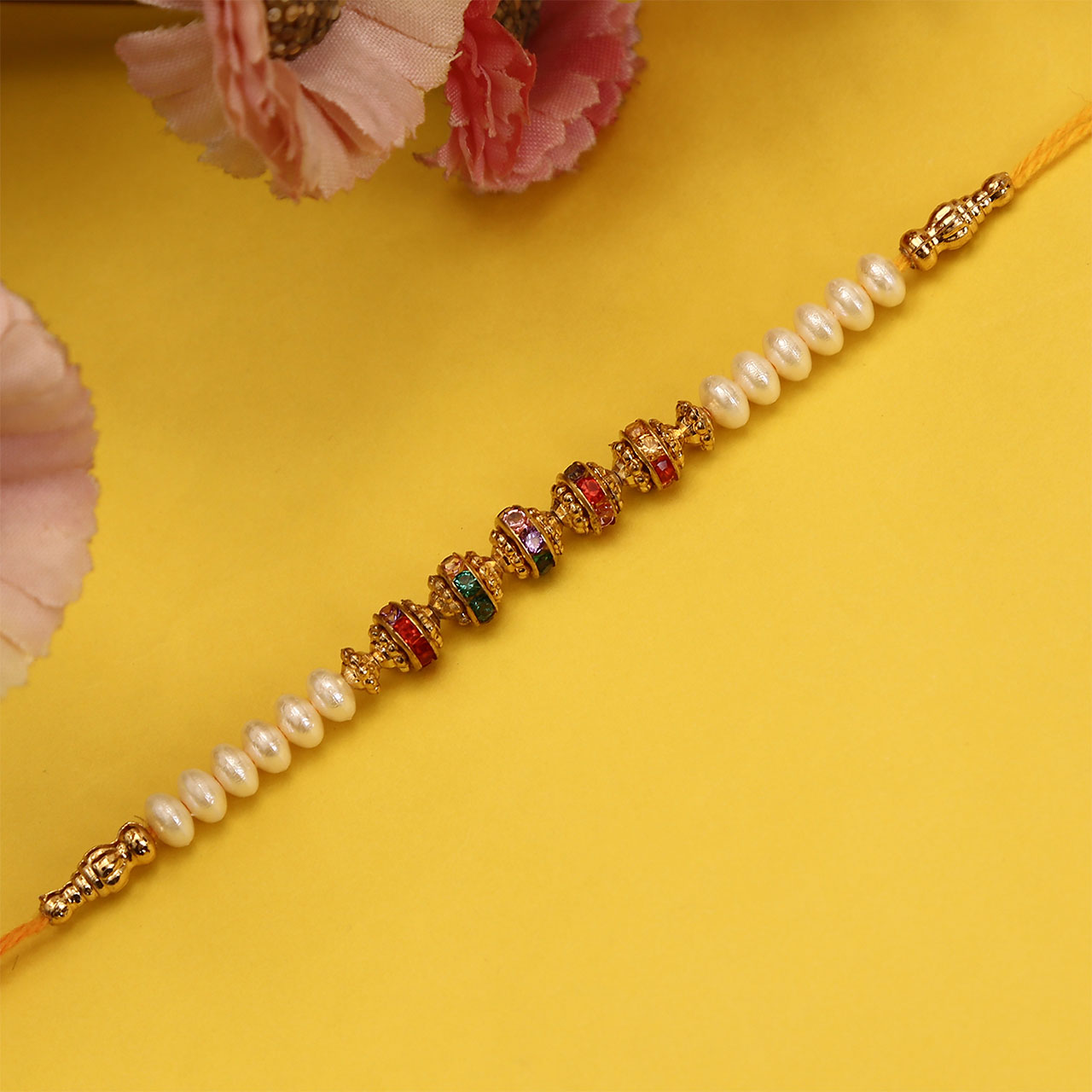Colorful Stone With Pearls Rakhi Combo