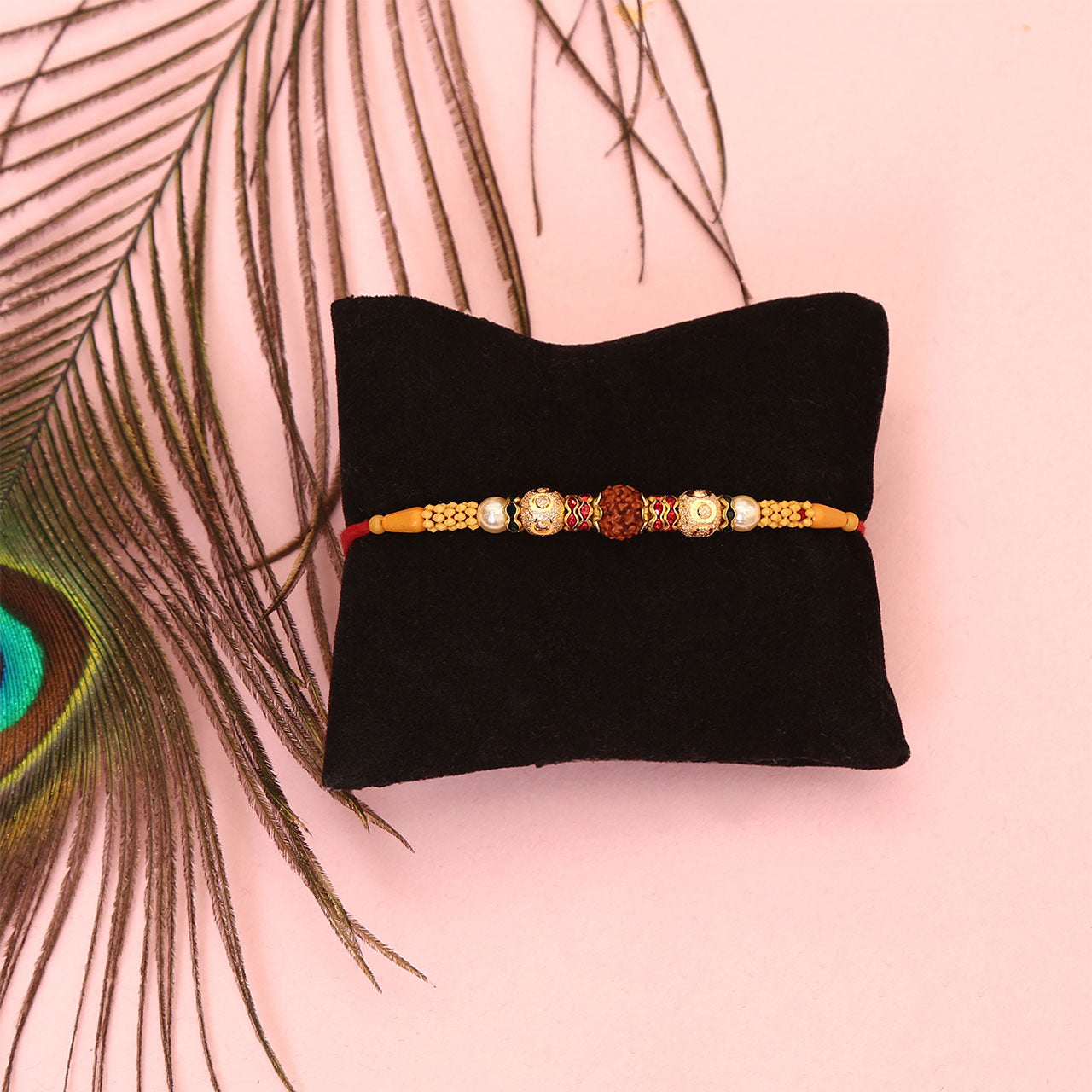 Rudraksh Metal Beads Rakhi Combo