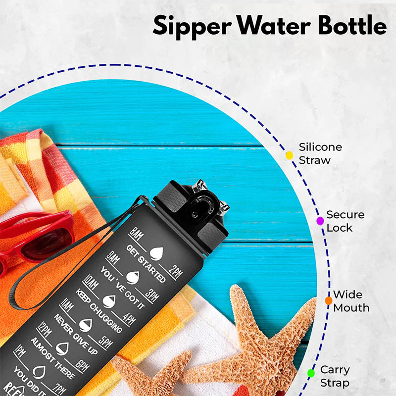 Motivational Sipper Water Bottle With Time Marker