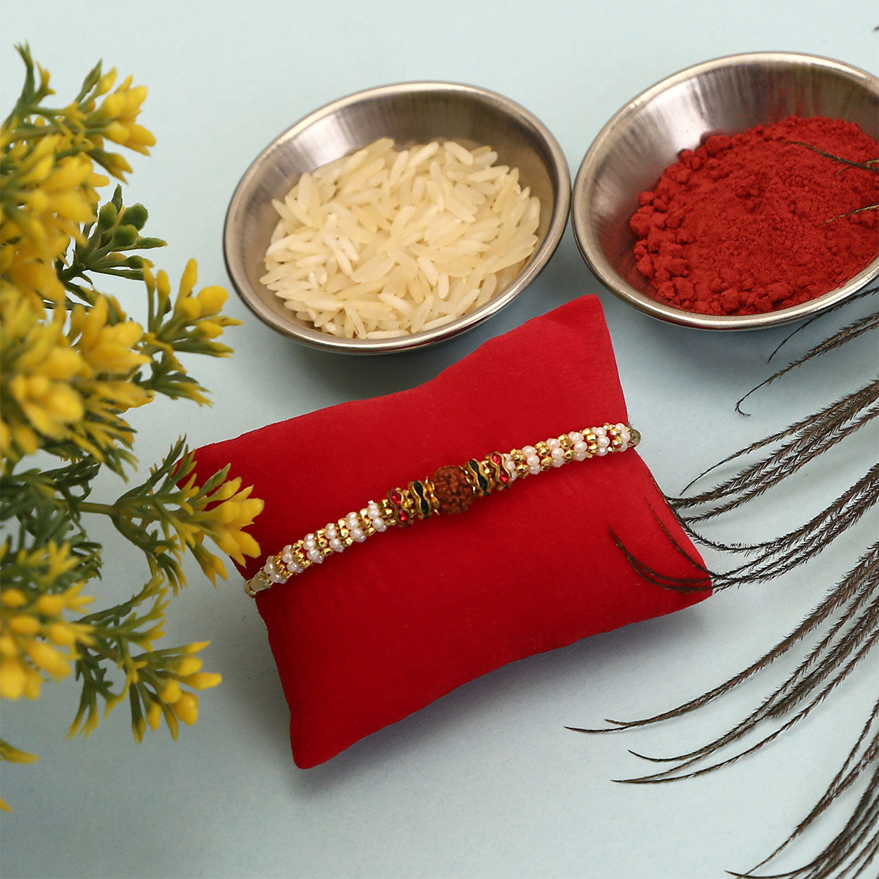 Rudraksh With Pearls Rakhi Combo