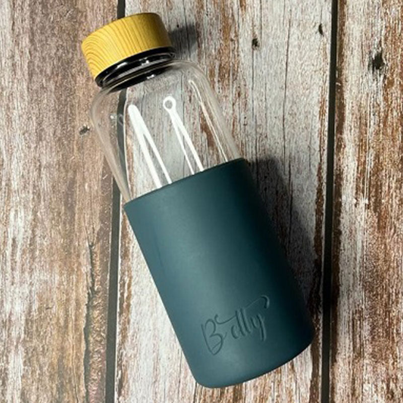 Personalized Bamboo Lid Borosilicate Glass Bottle