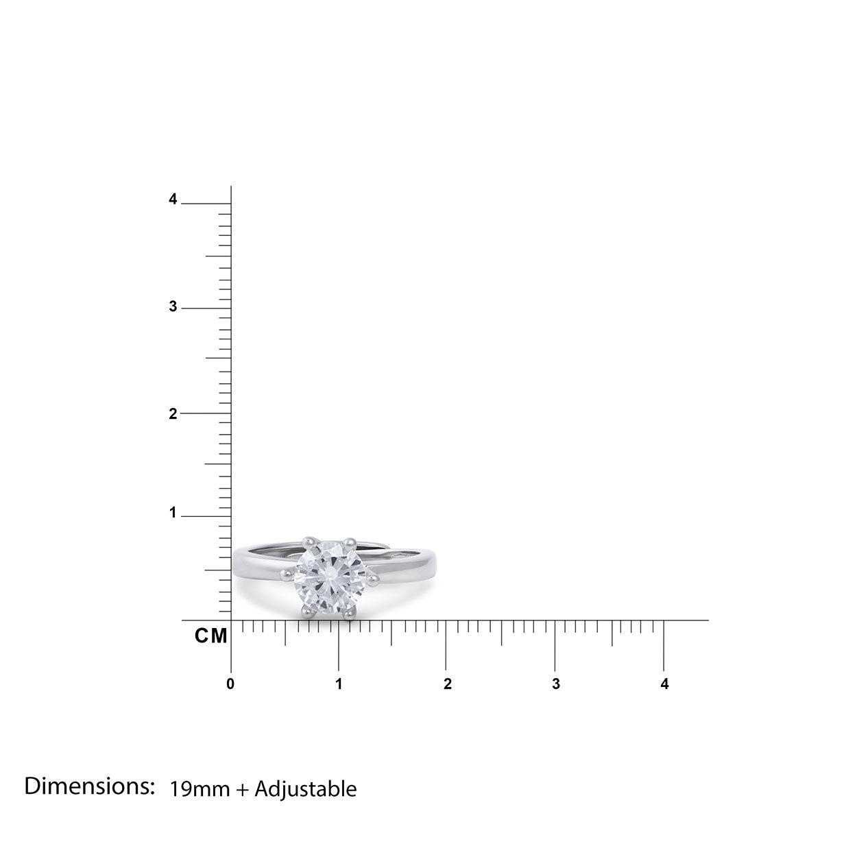 Leila Silver Solitaire Adjustable Ring