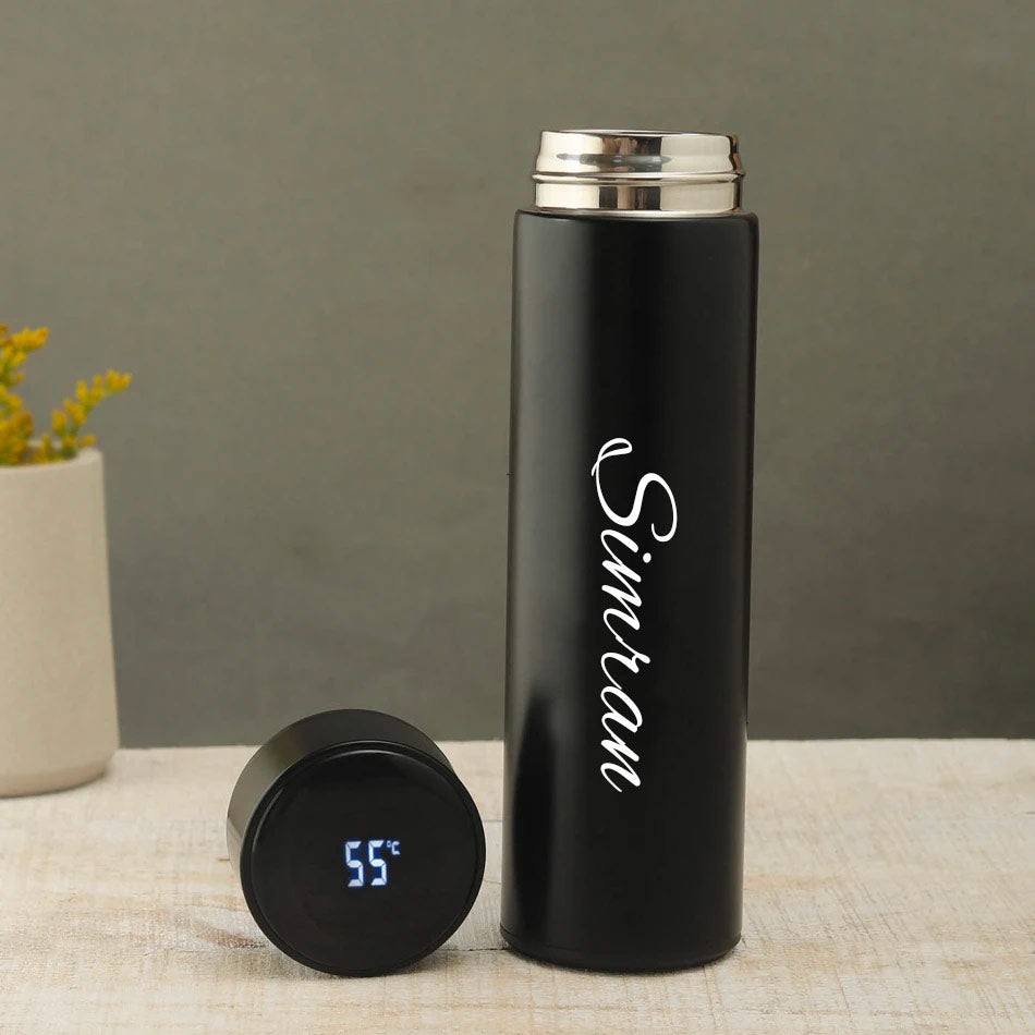 Personalized Black Smart Temperature Water Bottle