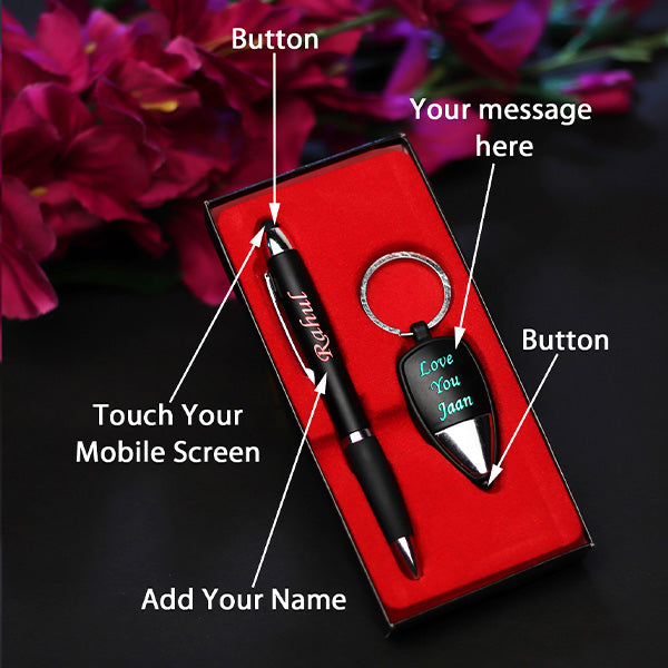 Personalized LED Key Chain And Pen Combo